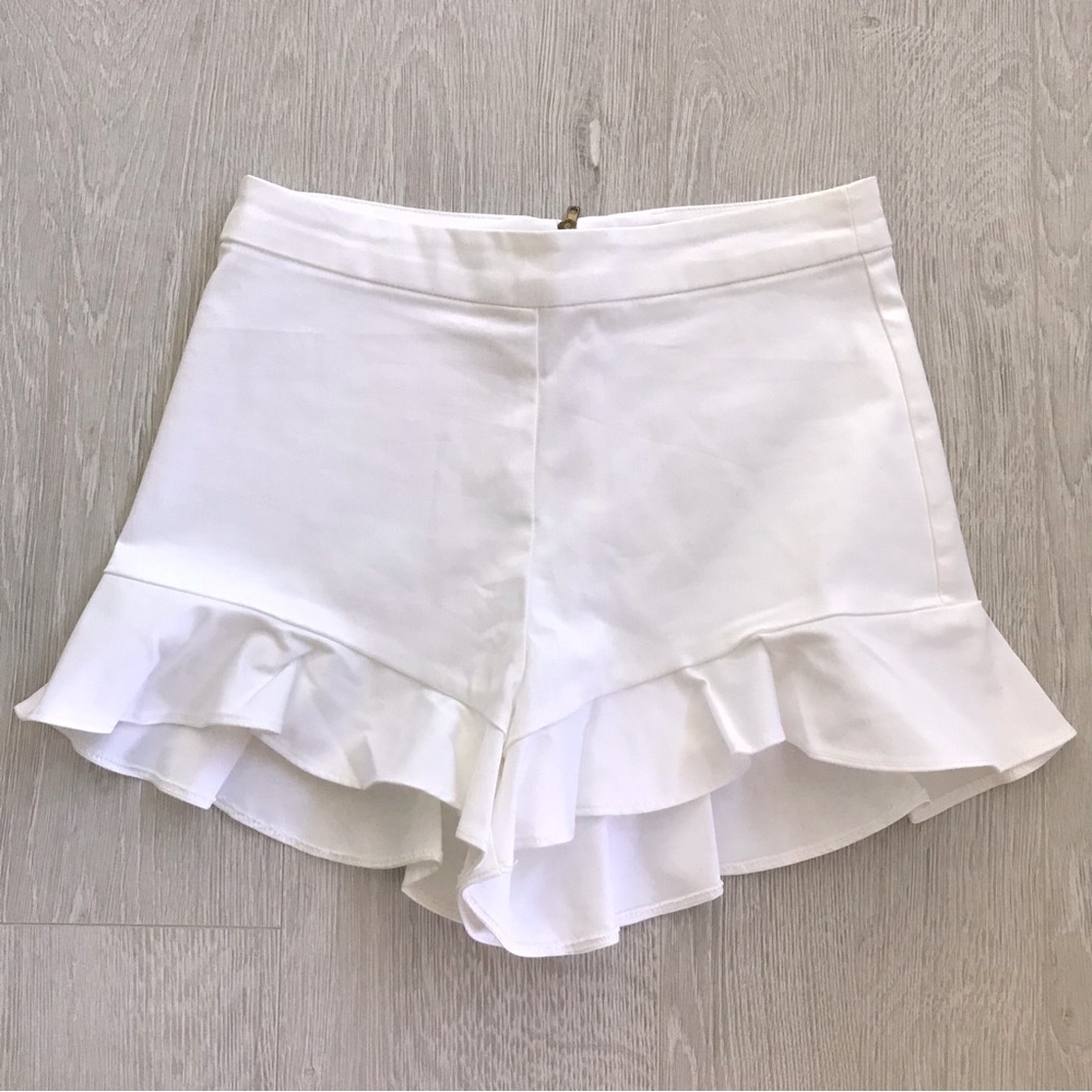 Zara Ruffle Hem Cotton Shorts NWOT